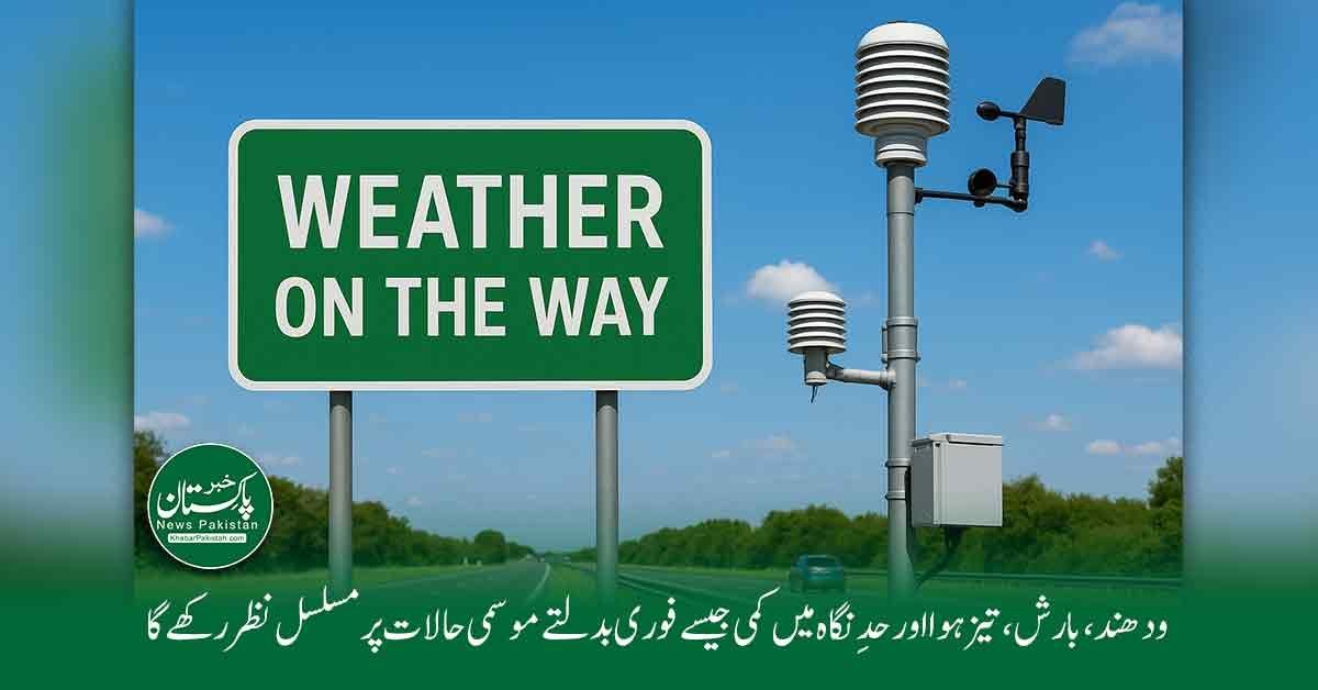 "Motorway weather alert system with weather sensors installed along the highway"