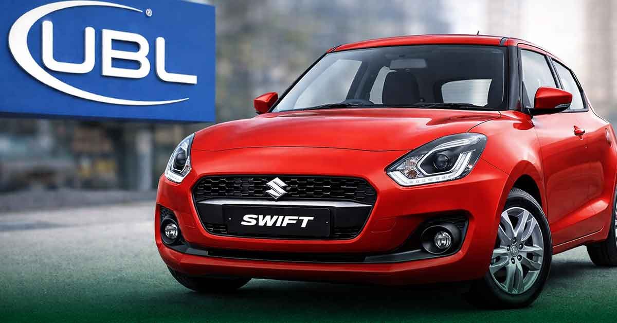 یو بی ایل آٹو فنانسنگ آفر کے تحت سوزوکی سوئفٹ گاڑی کا فرنٹ اینگل منظر